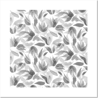 Light Gray Watercolor Petals Posters and Art